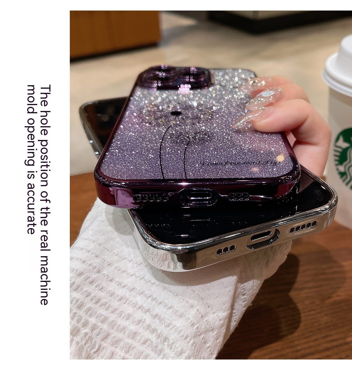 Floral Gradient Glitter Electroplated Phone Case