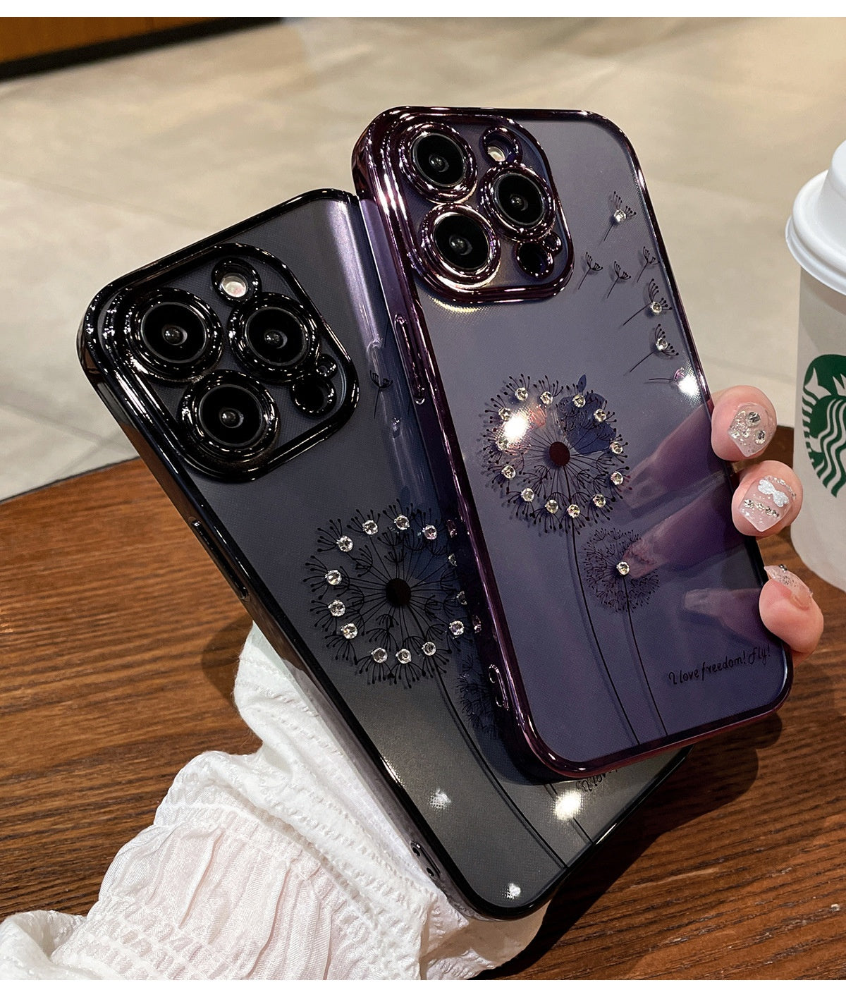 Floral Gradient Glitter Electroplated Phone Case