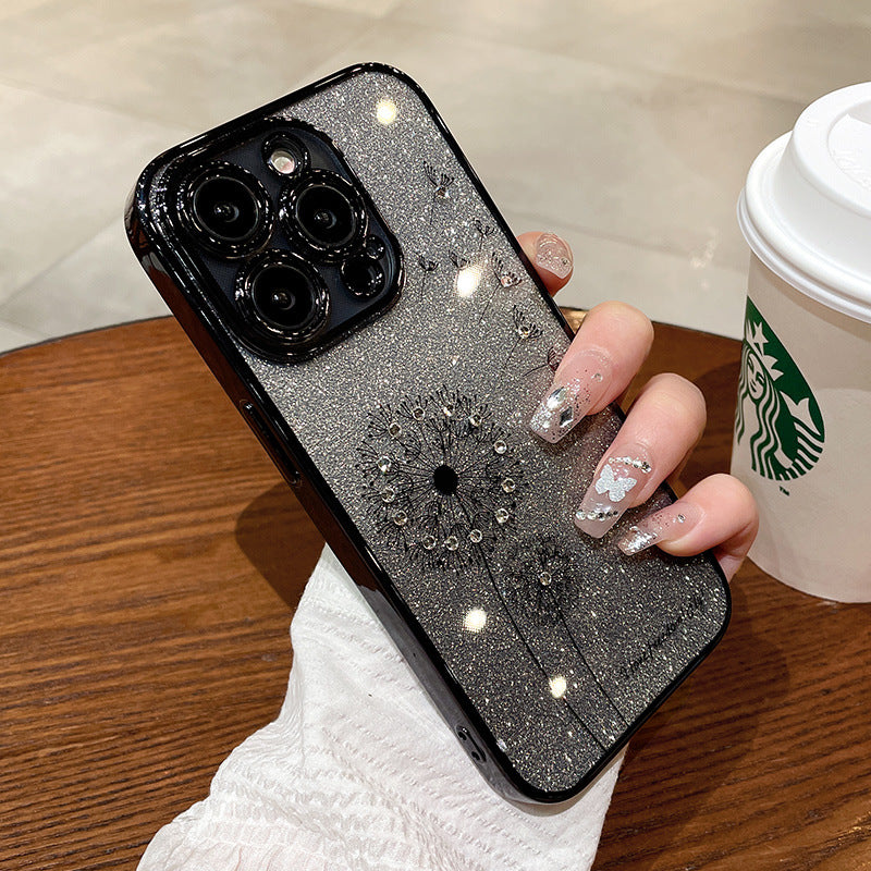 Floral Gradient Glitter Electroplated Phone Case