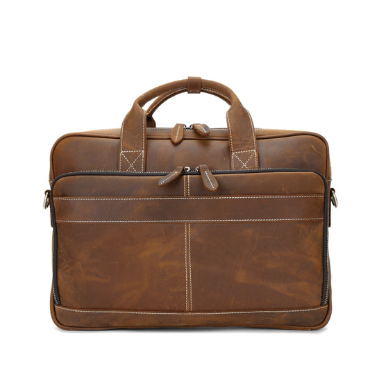 On The Go Shoulder Leather Laptop Briefcase Bag WackyTeki